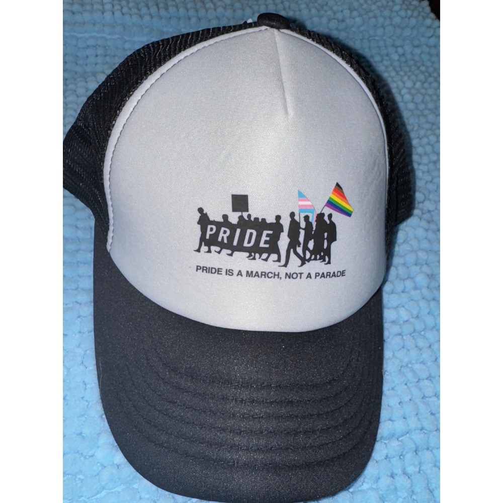 The Phluid Project Pride Hat Trucker‎ Cap LGBTQ+ Mesh Back White/Black OS, NWT